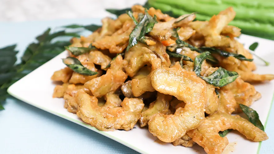 Crispy Salted Egg Bitter Gourd