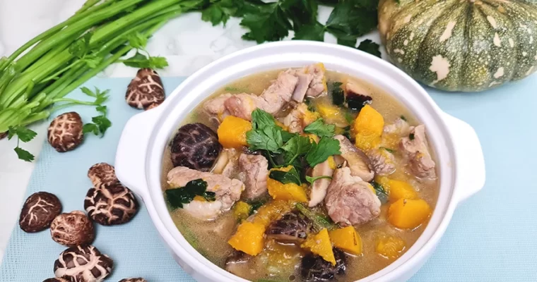 Delicious Pork Ribs Stew with Pumpkin
